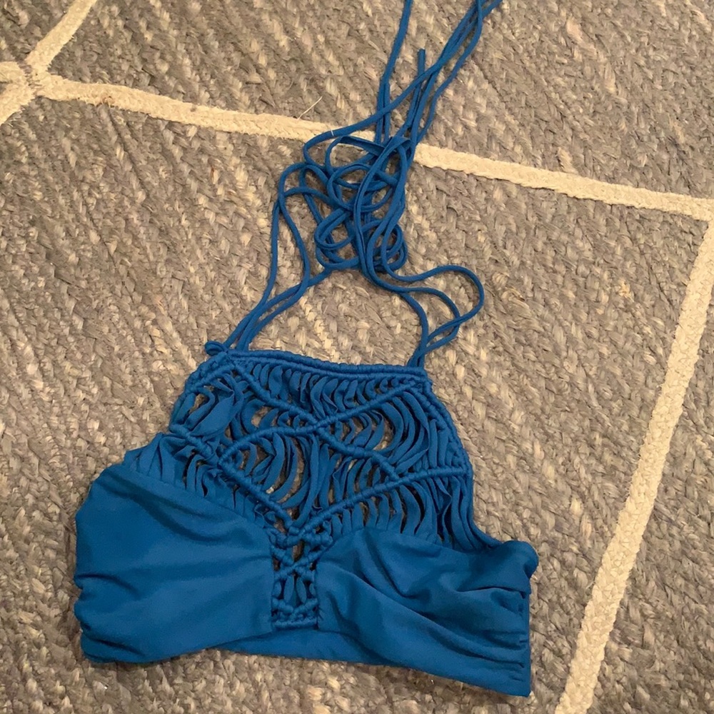 Mikoh blue high neck bikini top